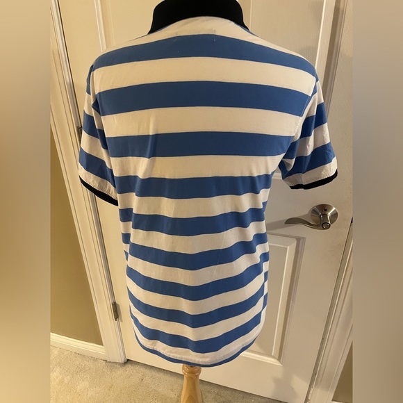 Polo Ralph Lauren Striped Blue and White Polo Shirt-Size Medium - Picture 3 of 6